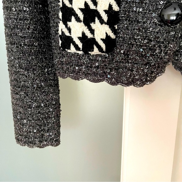 Dolce & Gabbana | Charcoal w/ Silver Threads and Sequins | Cropped Jacket | L - Picture 7 of 10